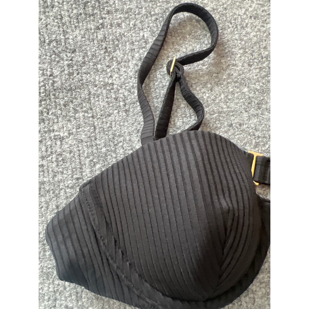 Madewell Ribbed Balconette Bikini Top Black Small NWT NP213 - Picture 4 of 8